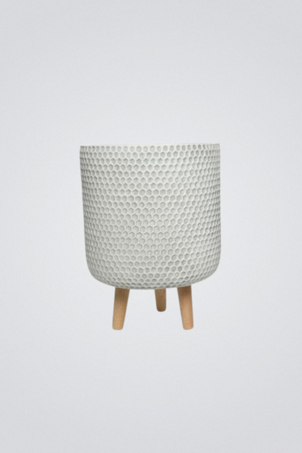 Conjunto de 2 Vasos Brancos com Padrão de Favos de Mel em Fibra - Decoração Moderna